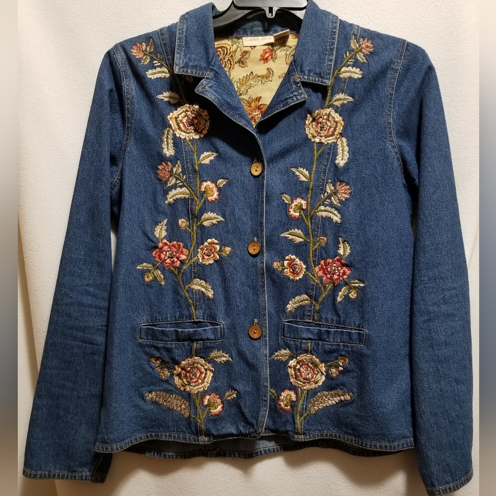 Floral Embroidered Denim Jacket